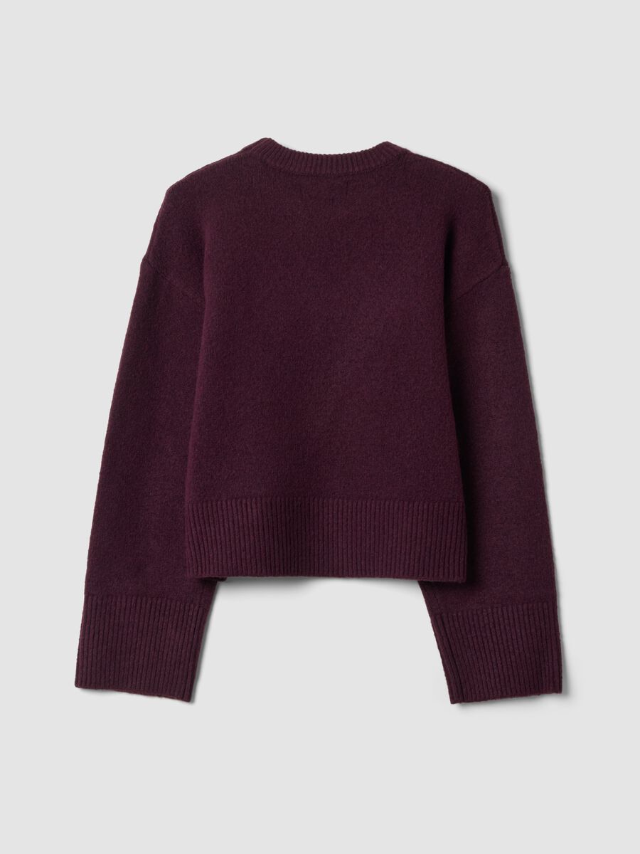Purple stretch wool crew-neck jumper with oversized fit_2