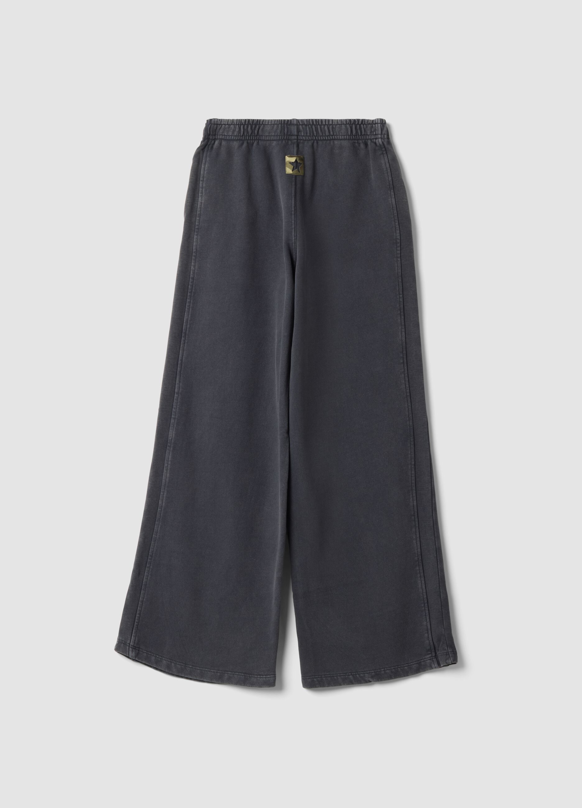 Grey wide-leg trousers in pure cotton