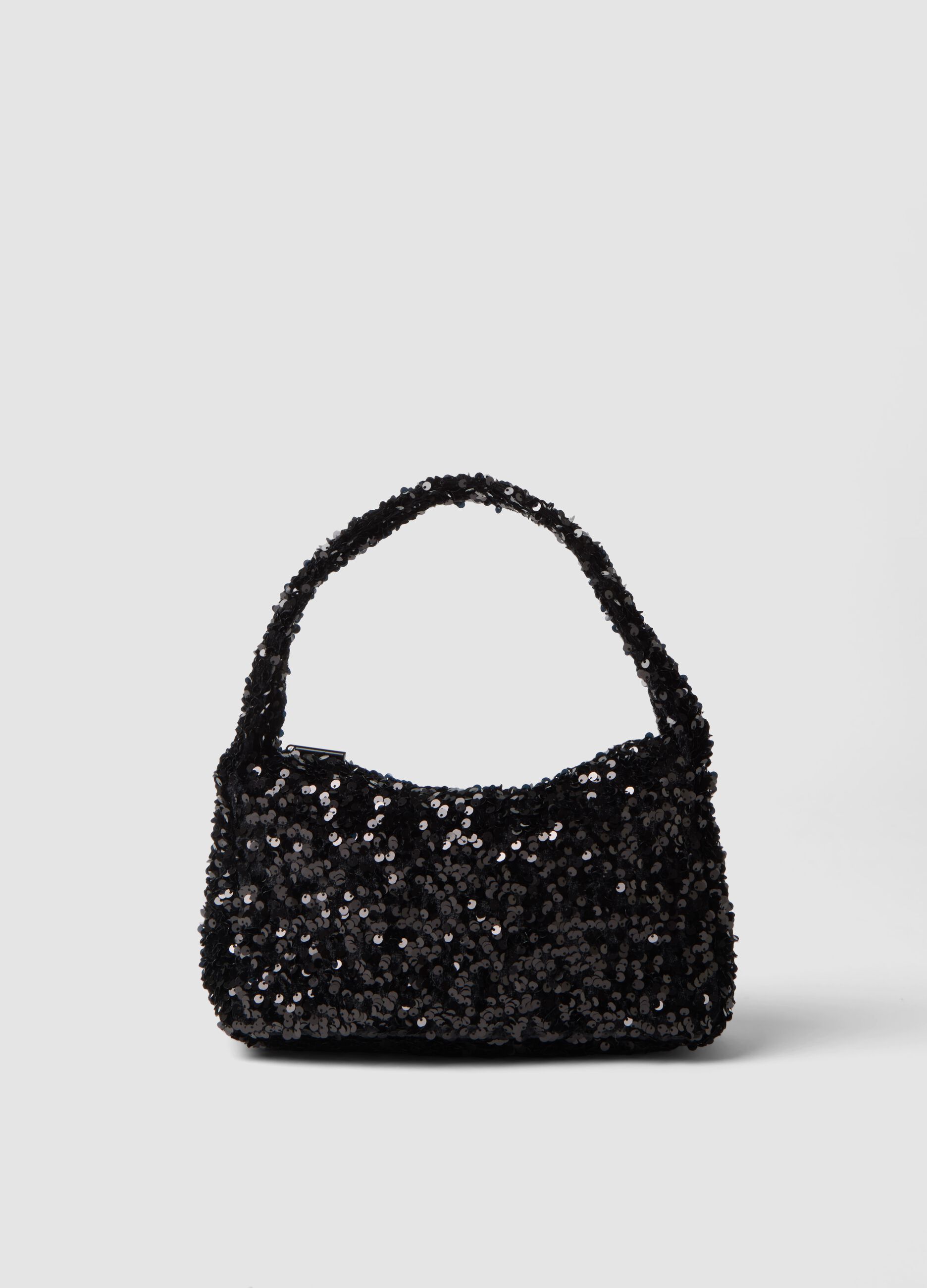 Borsa nera con paillettes a mano
