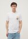White pure cotton T-shirt with applied print, regular fit_0