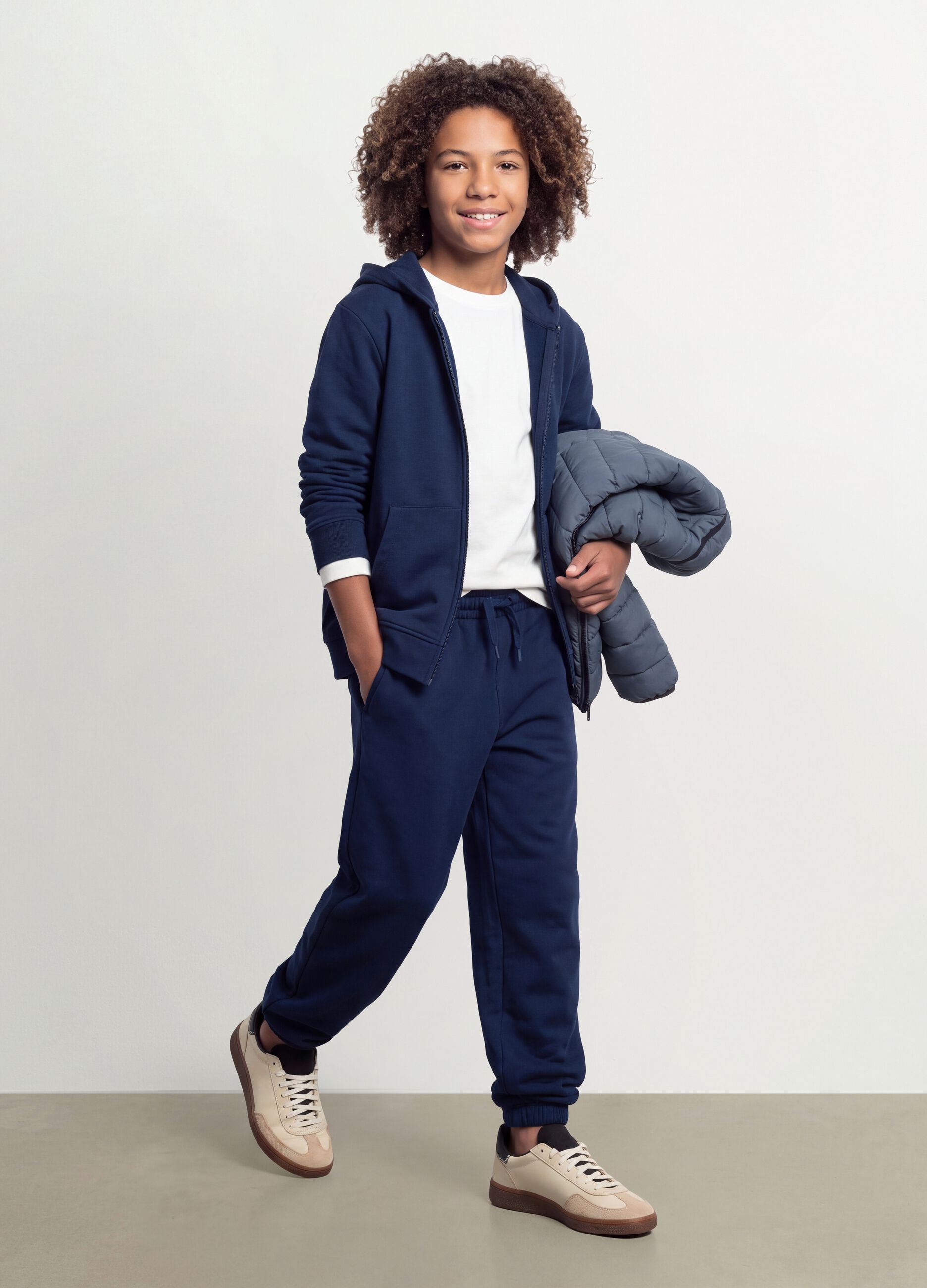 Pantaloni jogger blu in misto cotone organico e viscosa