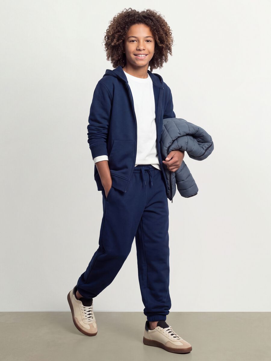 Blue jogger trousers in an organic cotton and viscose blend_0