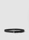 Black genuine leather belt with metal buckle_0