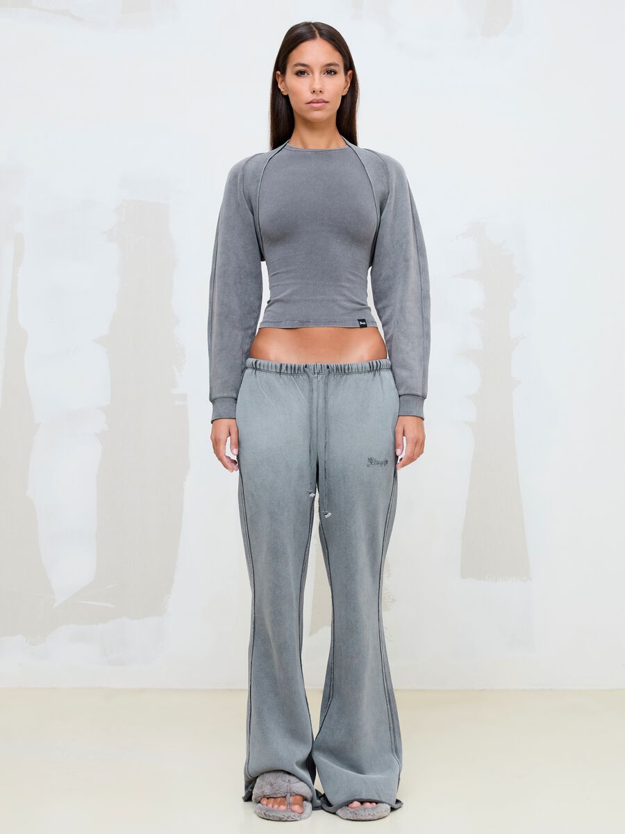 Grey Cropped Shrug Sweatshirt_4