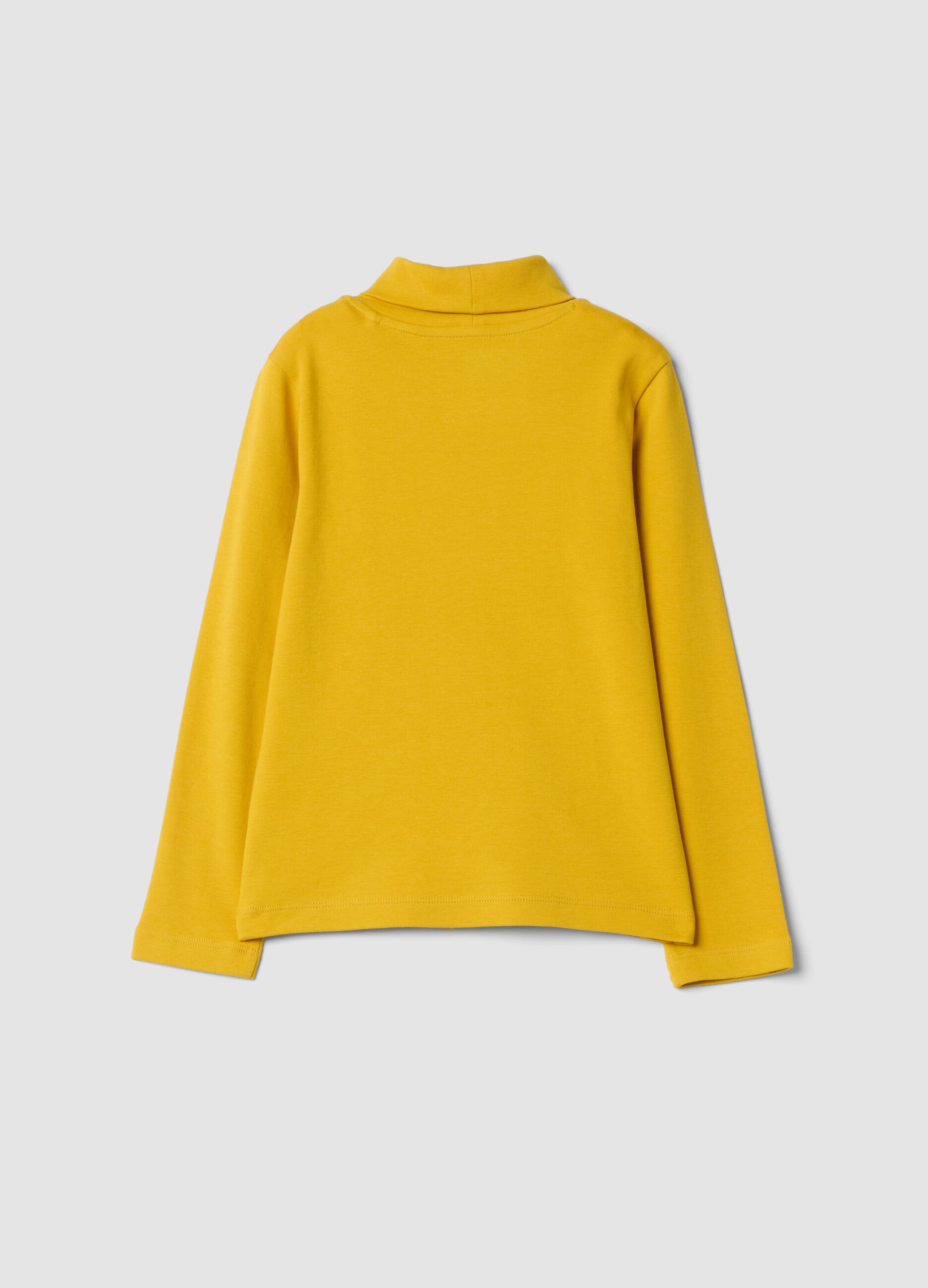 T-shirt gialla dolcevita in puro cotone organico
