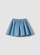 Blue ribbed pure cotton skort with floral print_0