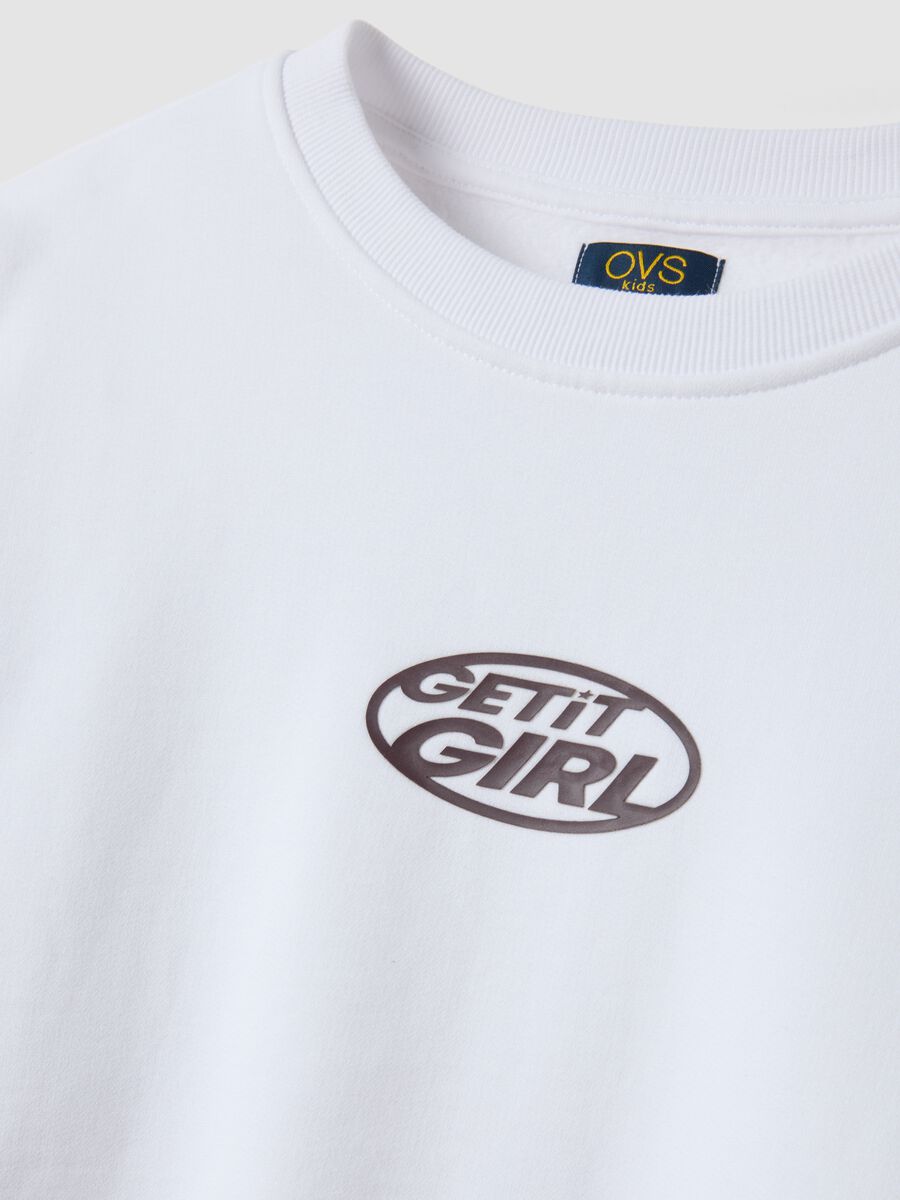 White relaxed-fit sweatshirt in pure organic cotton with ribbed collar_2