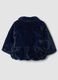Giacca blu imbottita effetto peluche con zip_1