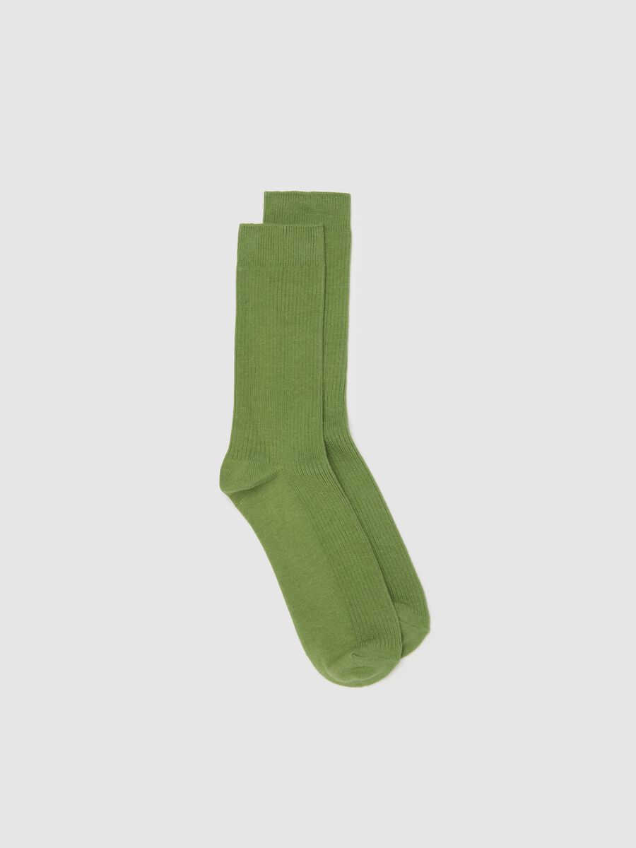 Green midi socks in cotton blend_0