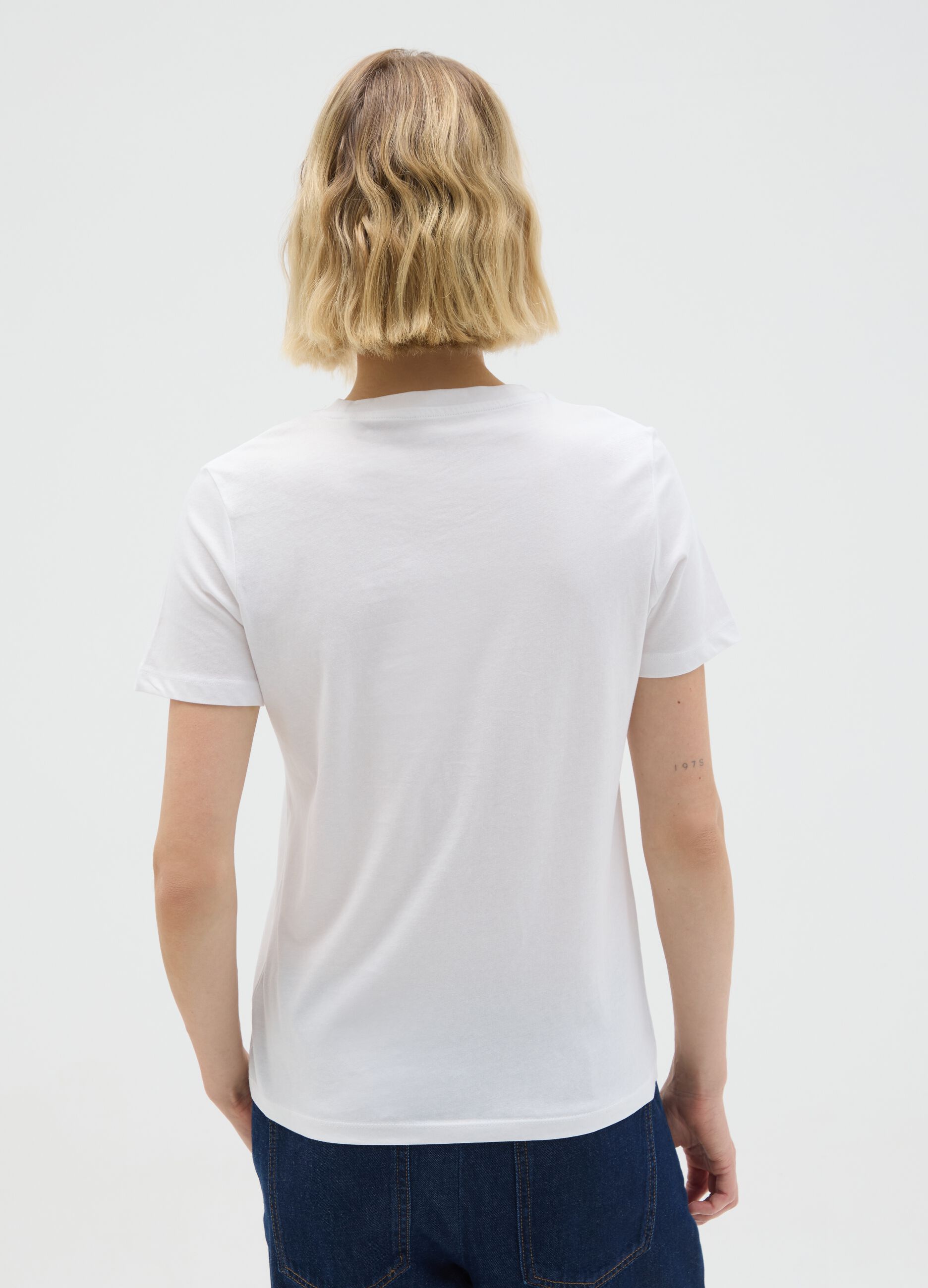 White regular fit pure cotton T-shirt