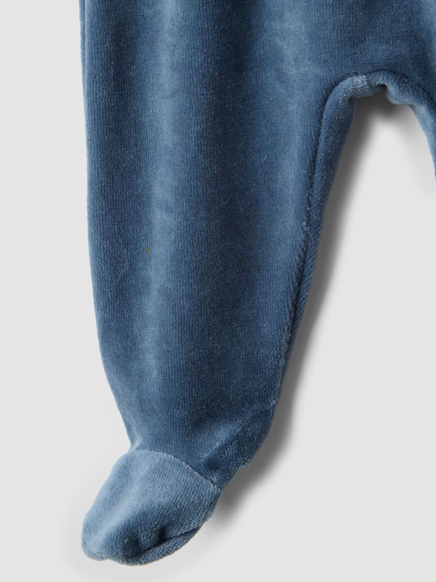 Blue cotton-blend velour set with shoulder buttons, regular fit_3