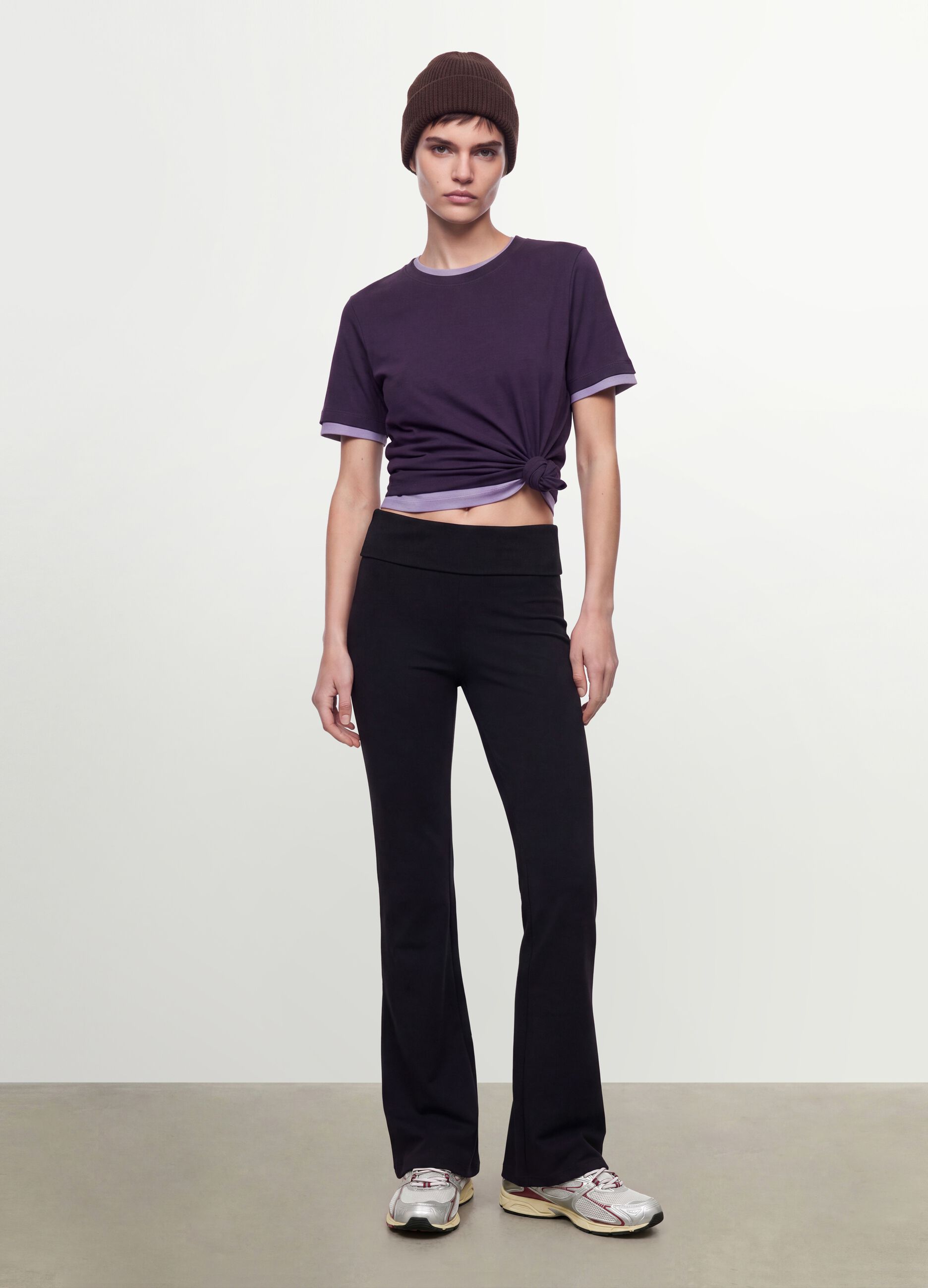 Purple organic cotton crew-neck T-shirt, regular fit