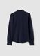 Blue long-sleeve pure cotton piqu&eacute; polo shirt, regular fit_2