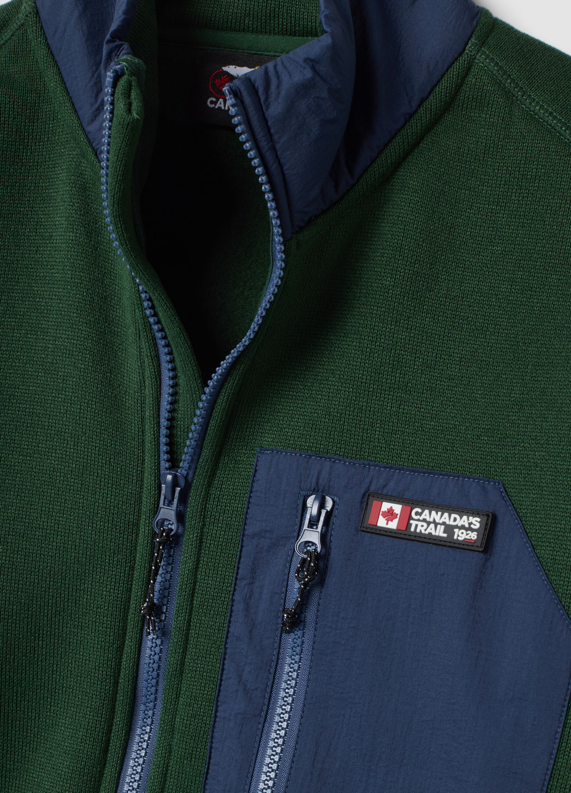 Heavyweight Green Jacket with Zip and Pockets