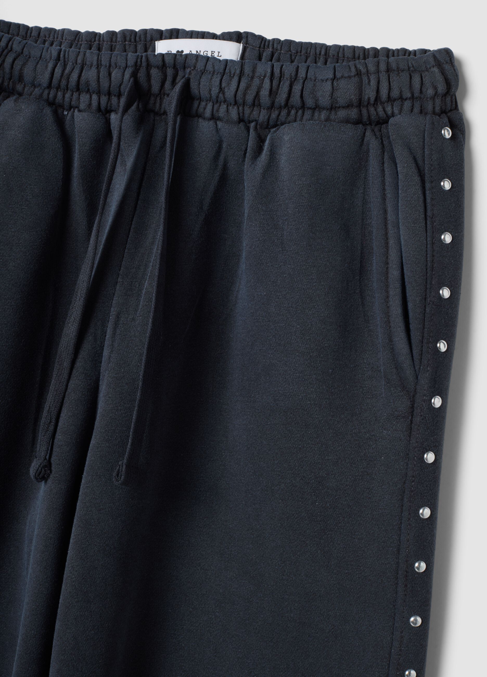 Grey wide-leg cotton-blend joggers with rhinestones