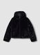 Black reversible padded jacket with hood and zip_0