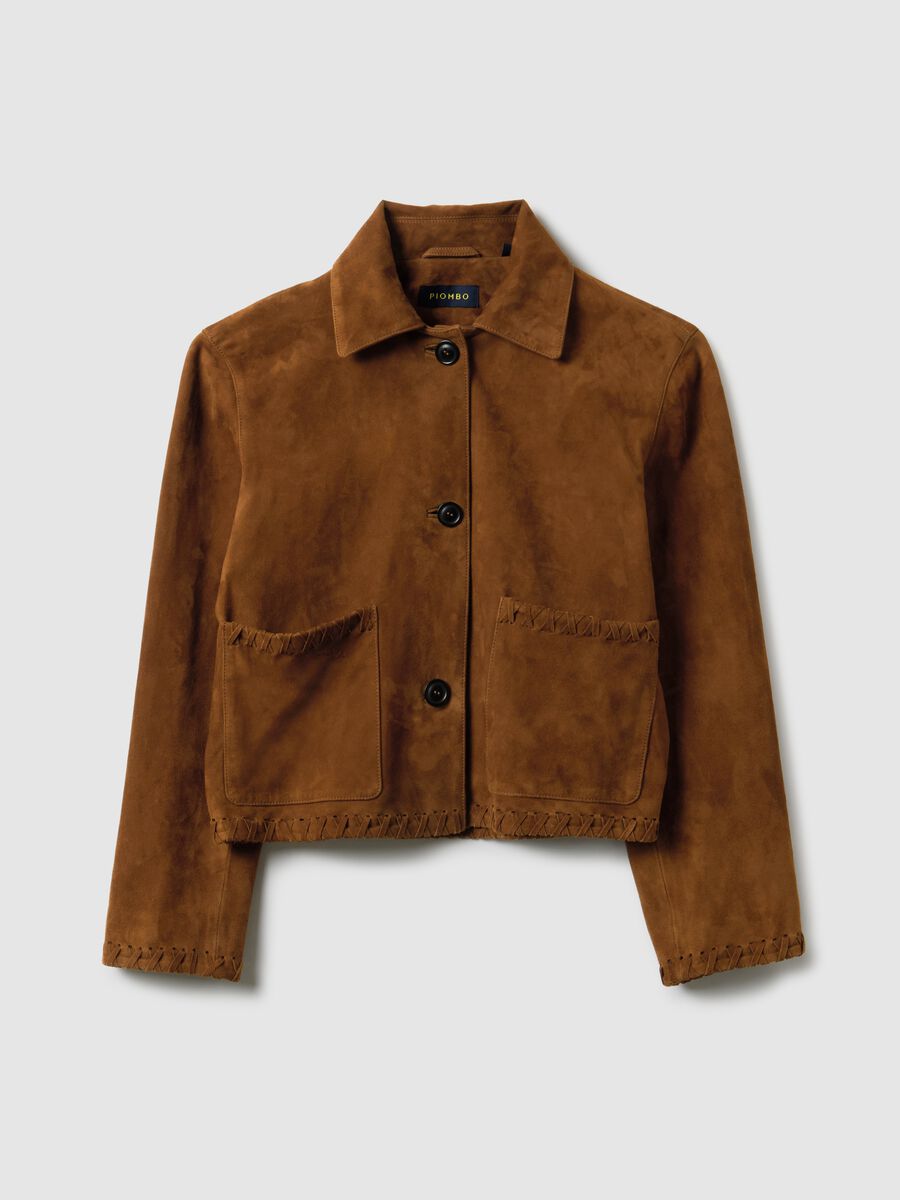 Brown Regular Fit Genuine Leather Blazer_5