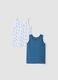 Bipack canotte bianco e blu in puro cotone organico girocollo_0