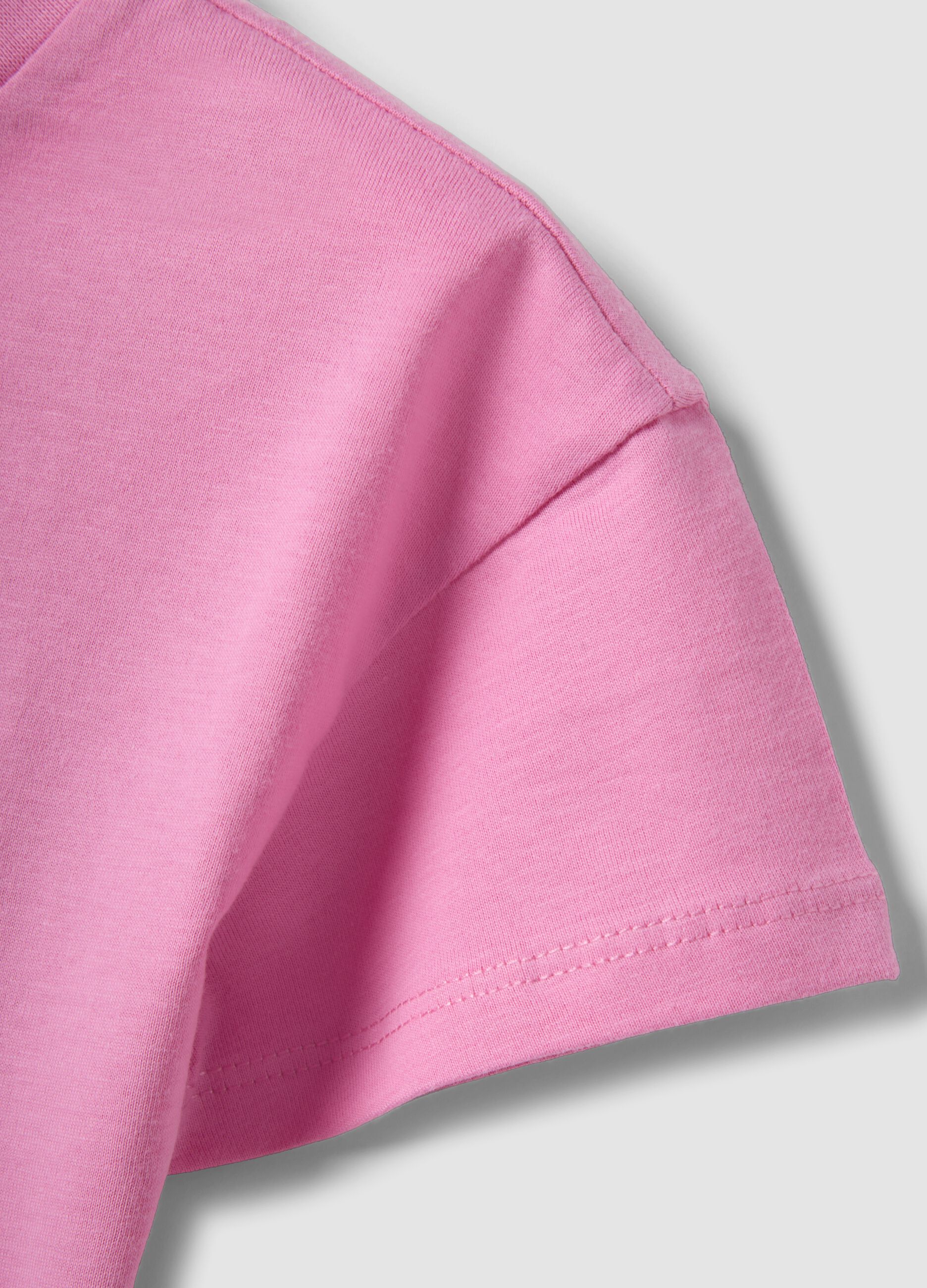 Girl's regular fit pink pure cotton T-shirt with print