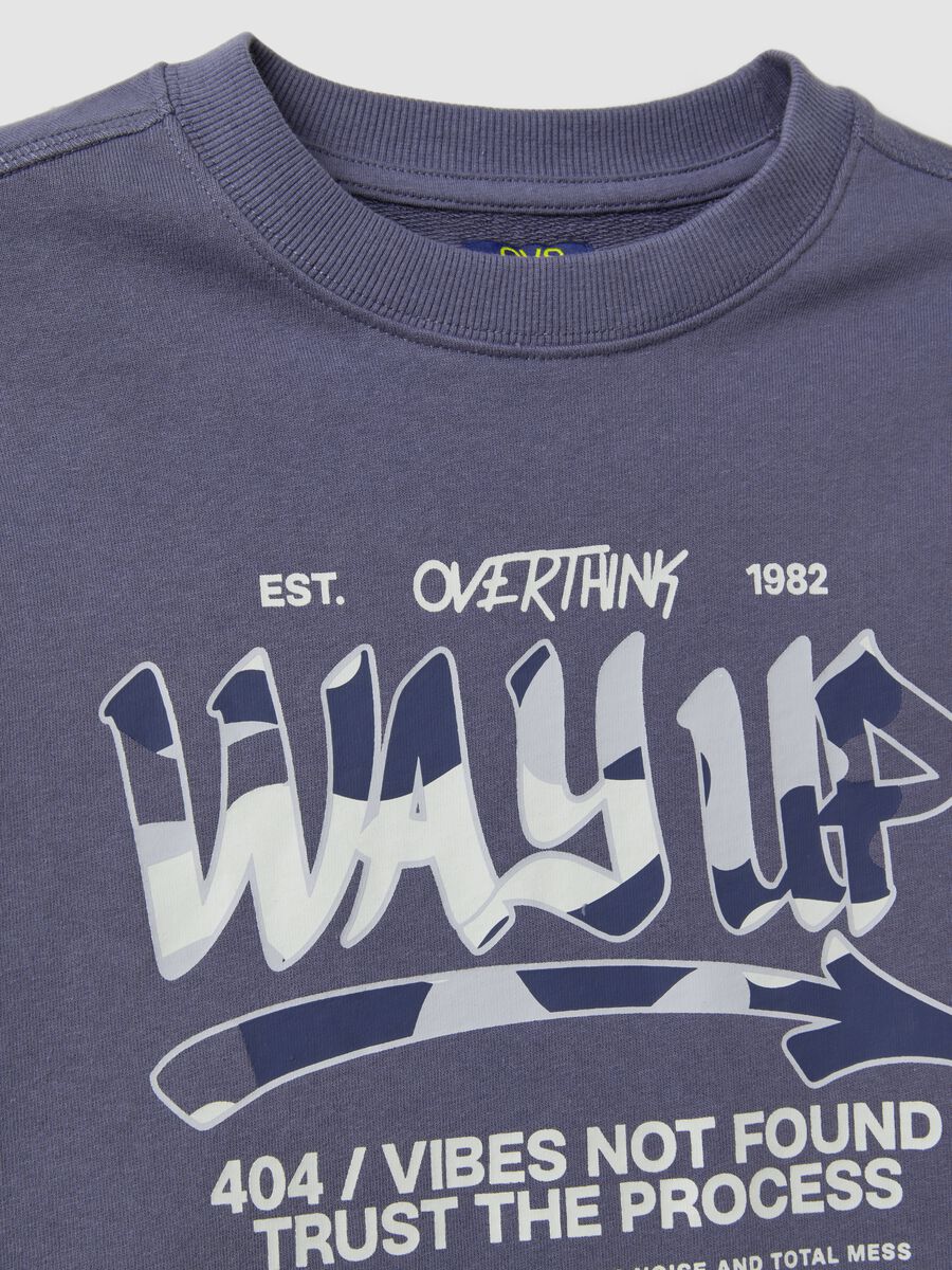 Grey pure cotton sweatshirt with front print for boys, relaxed fit_4