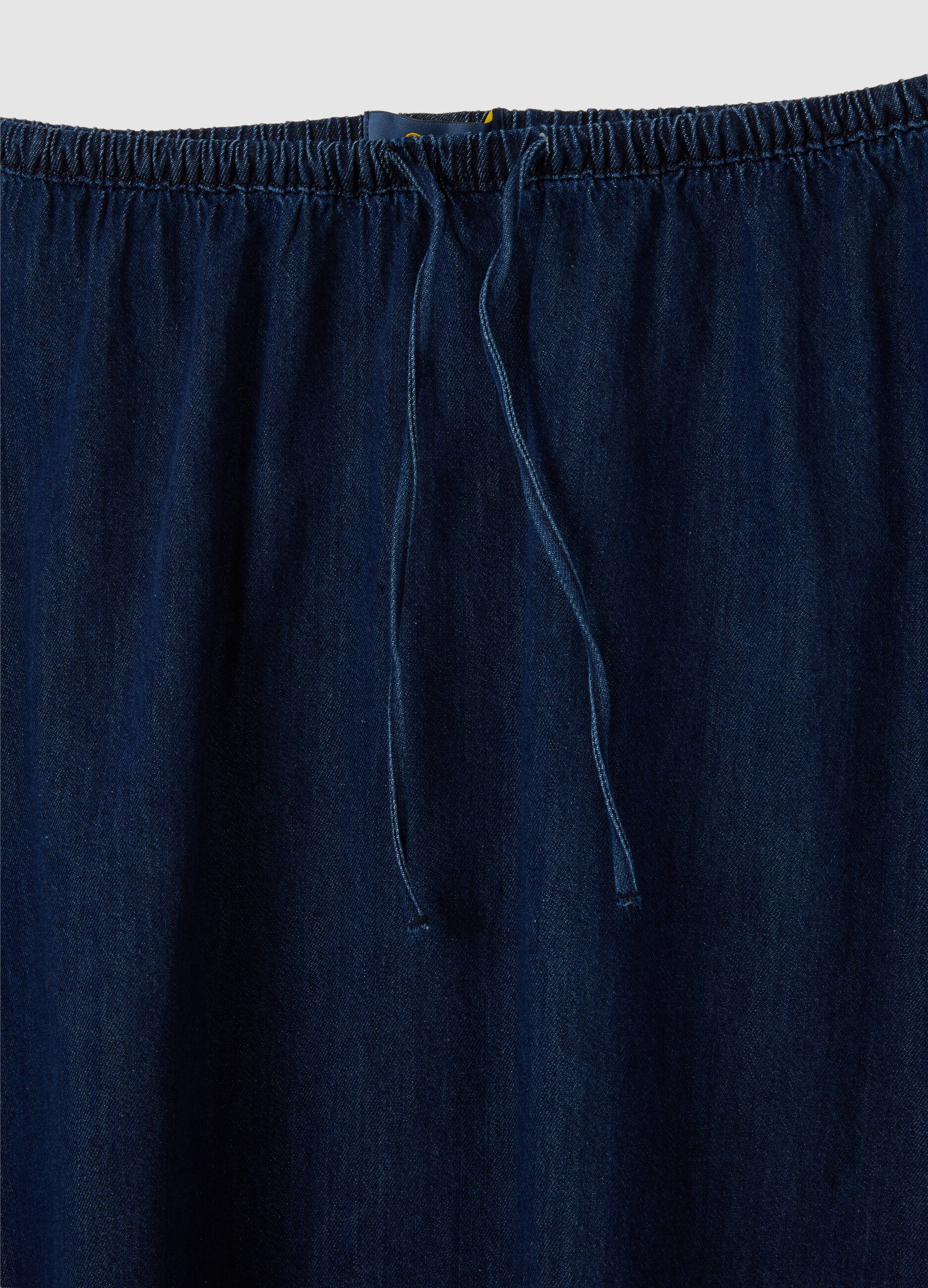 Women's long skirt in pure blue cotton regular fit