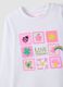 White stretch cotton crew-neck printed T-shirt for girls_2