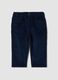Pantaloni blu scuro in cotone elasticizzato a coste_0