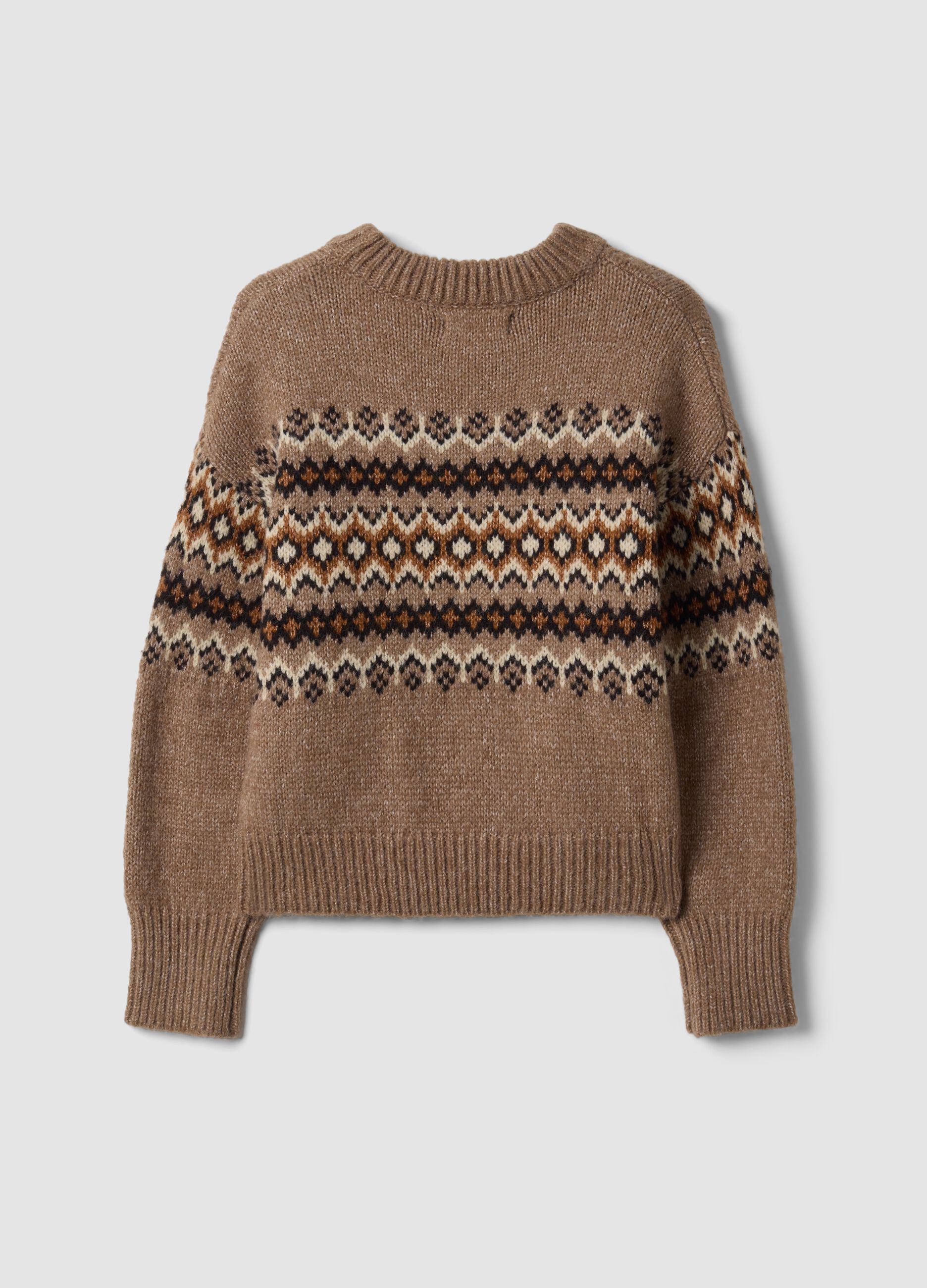 Maglia marrone jacquard con Collo rialzato