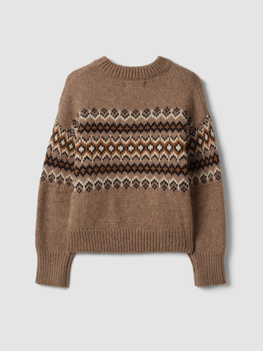 Maglia marrone jacquard con Collo rialzato_6