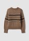 Maglia marrone jacquard con Collo rialzato_6