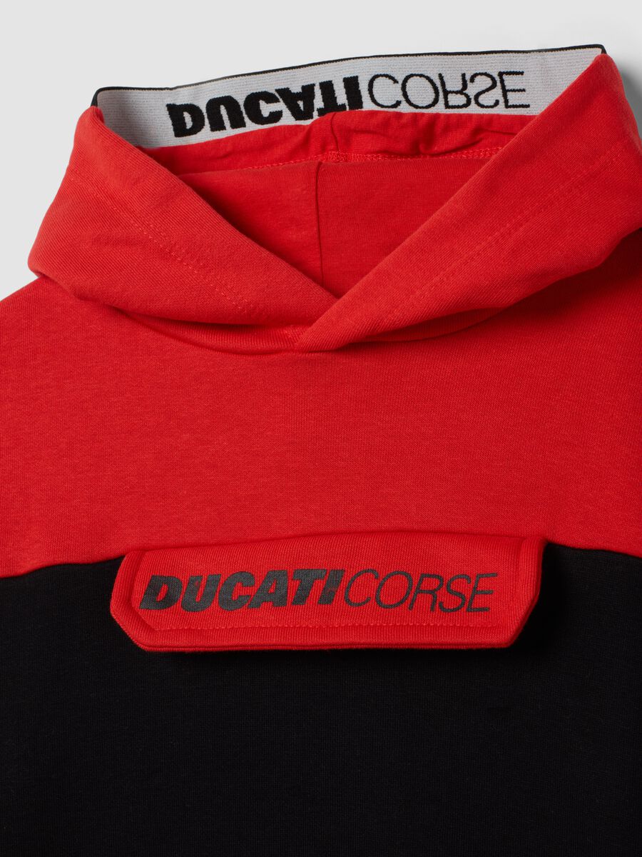 Black and red cotton-blend fleece hoodie with Ducati styling_2