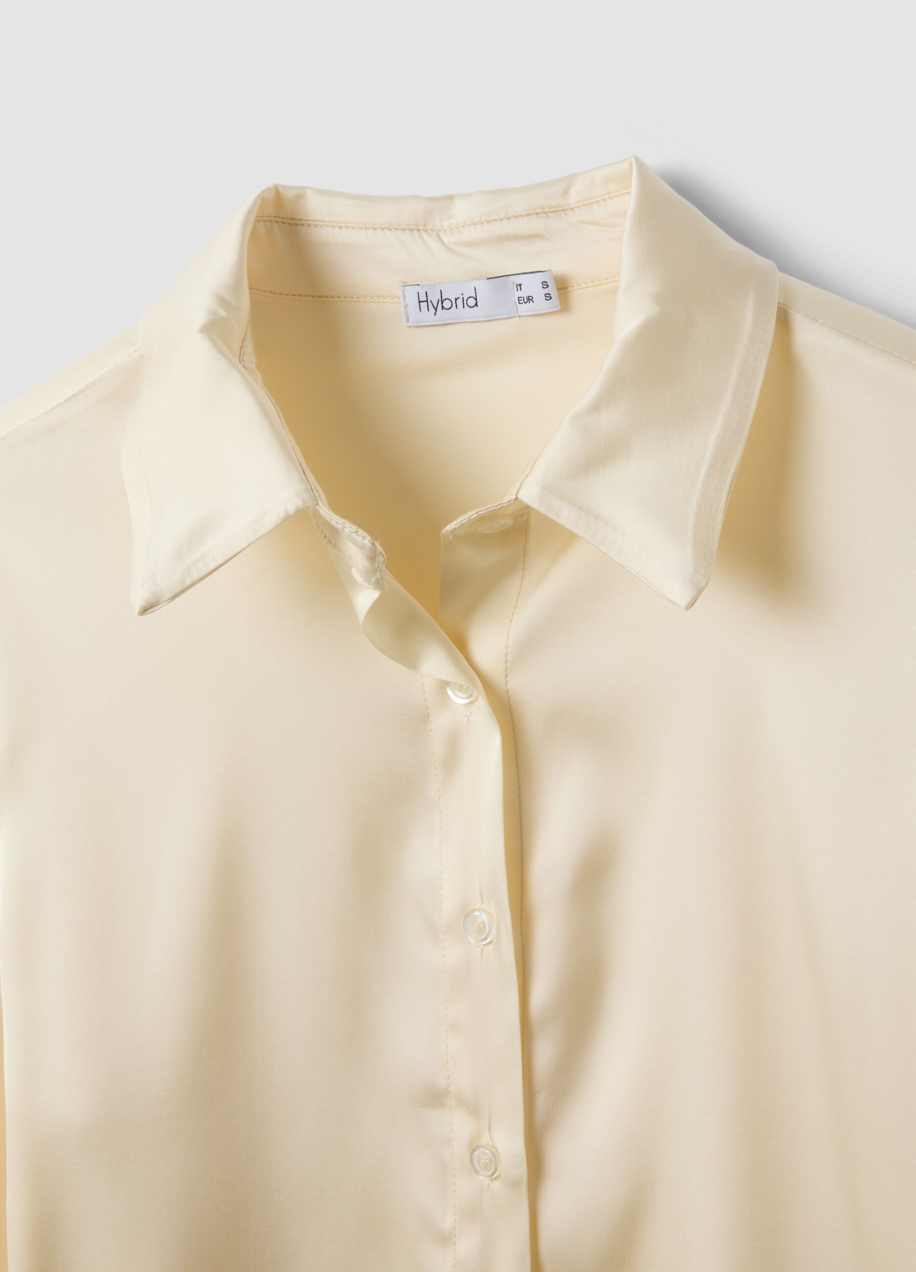 Beige stretch-viscose shacket, regular fit