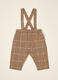 Brown checked cotton-blend trousers with braces_0