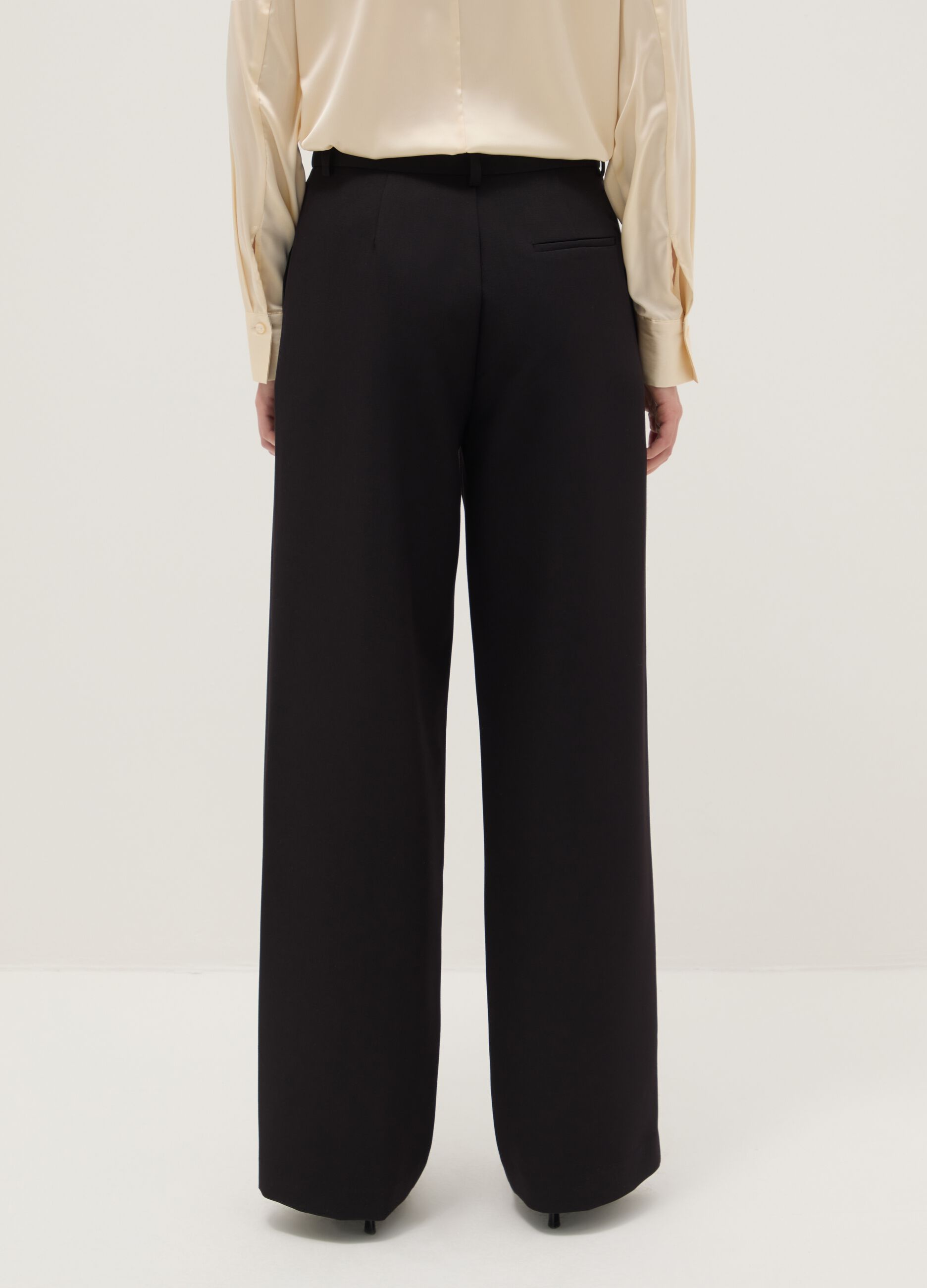 Black Straight Stretch Trousers