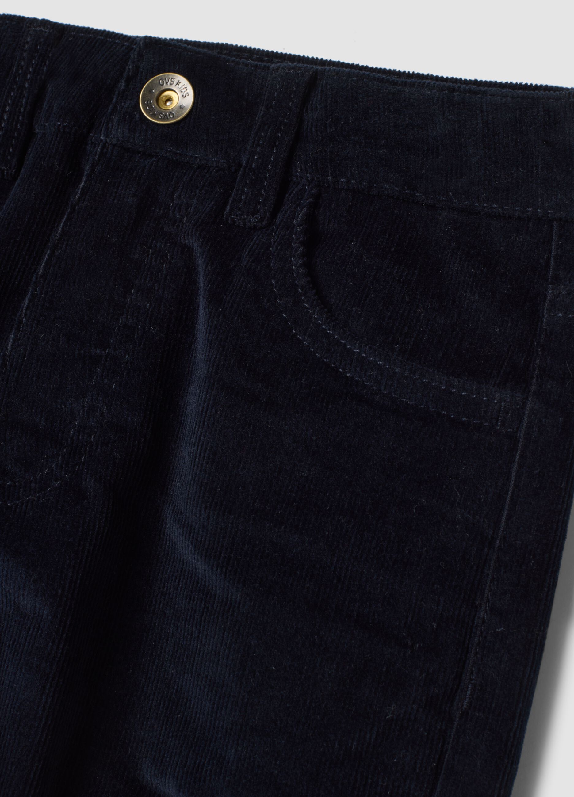 Blue ribbed stretch-cotton trousers