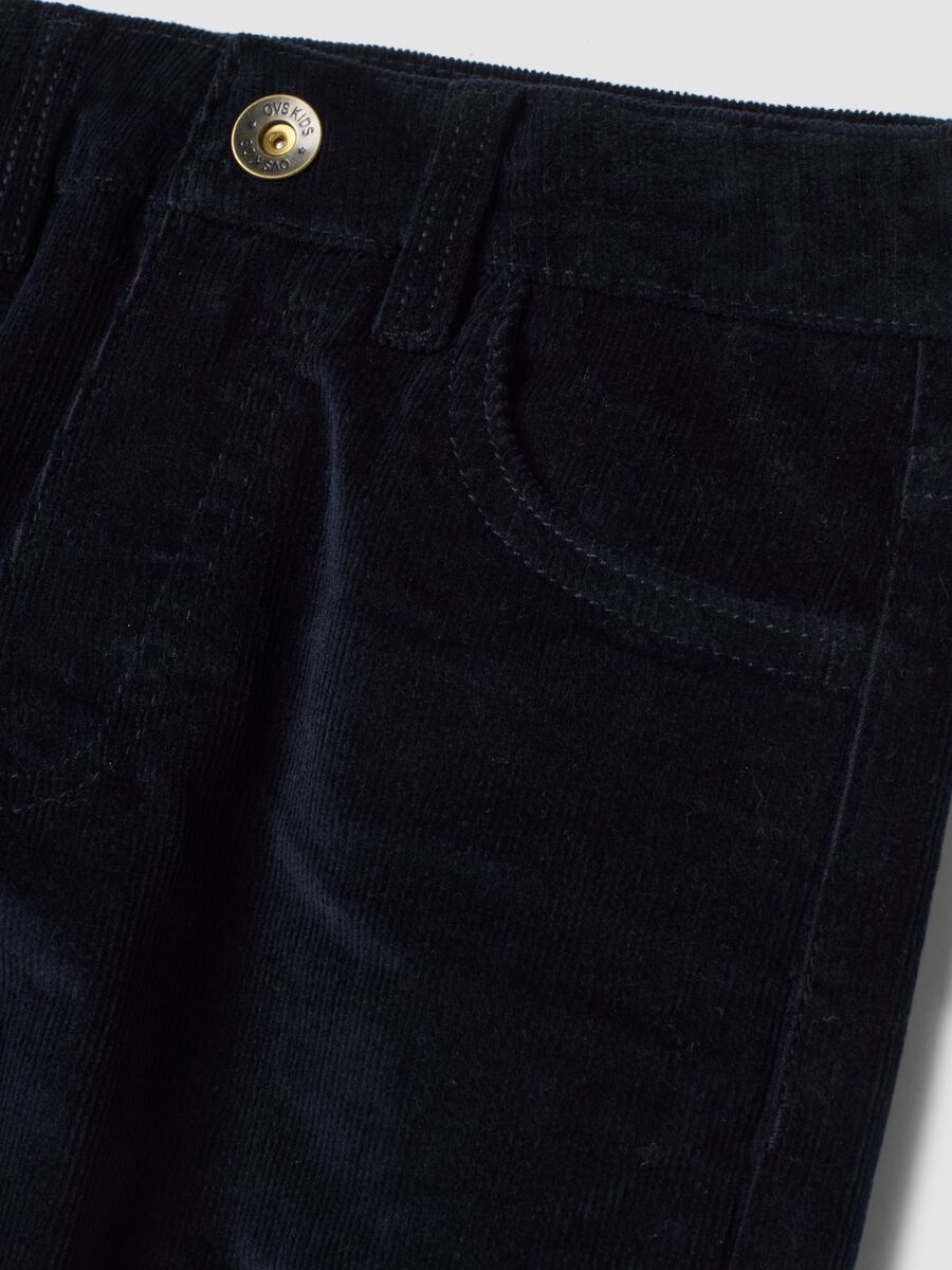 Blue ribbed stretch-cotton trousers_2