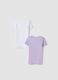 Bipack t-shirt bianco e viola in puro cotone organico girocollo_1