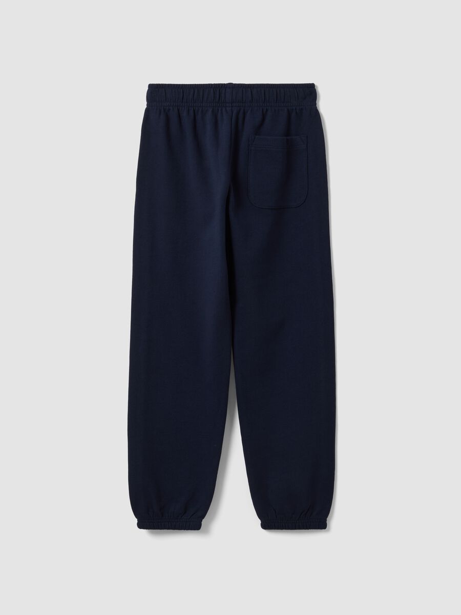 Blue organic cotton comfort-fit joggers for boys_1