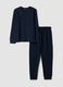 Pigiama blu in puro cotone con scollo serafino_4