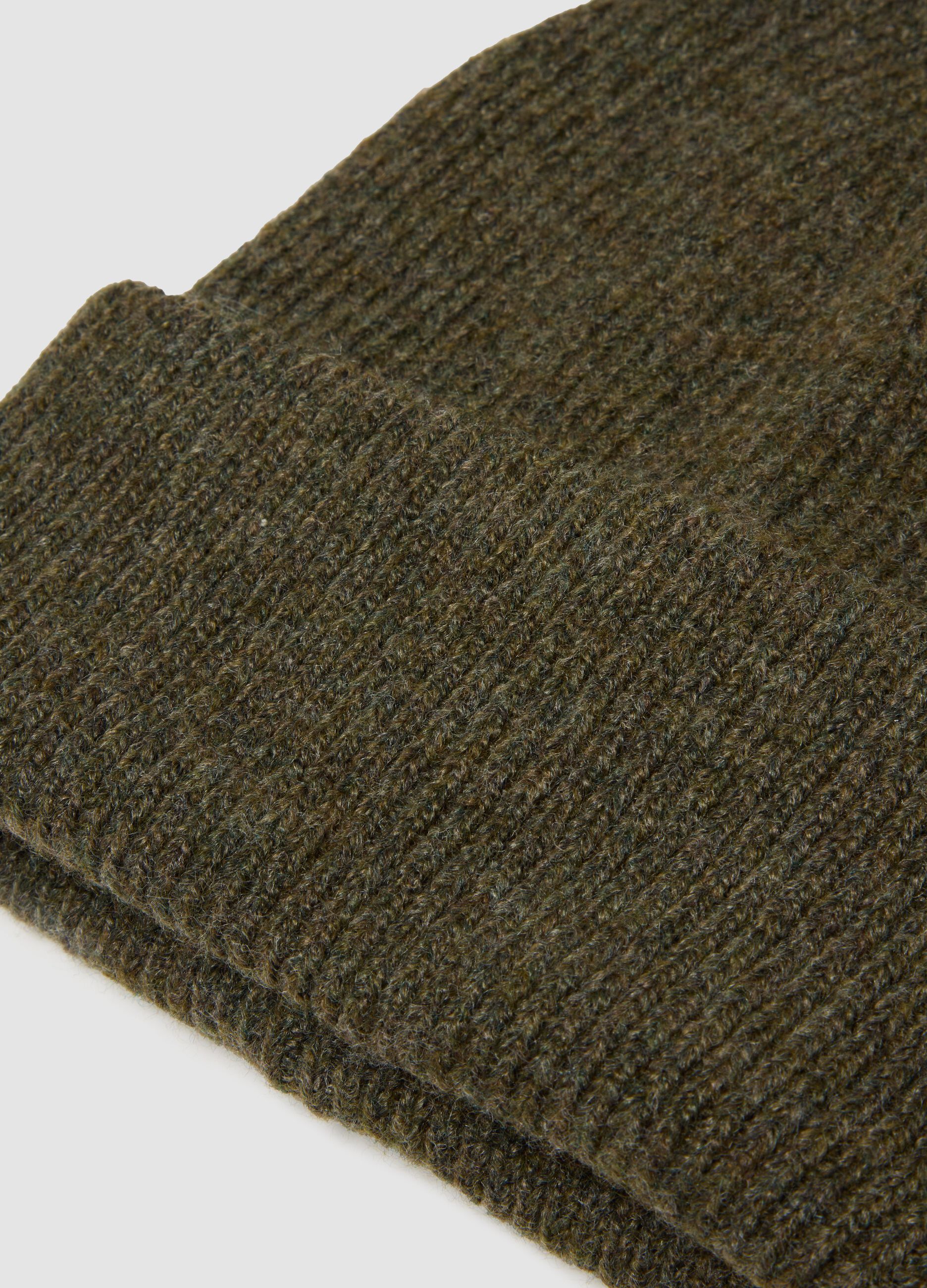 Khaki Brown Stretch-Fabric Beanie