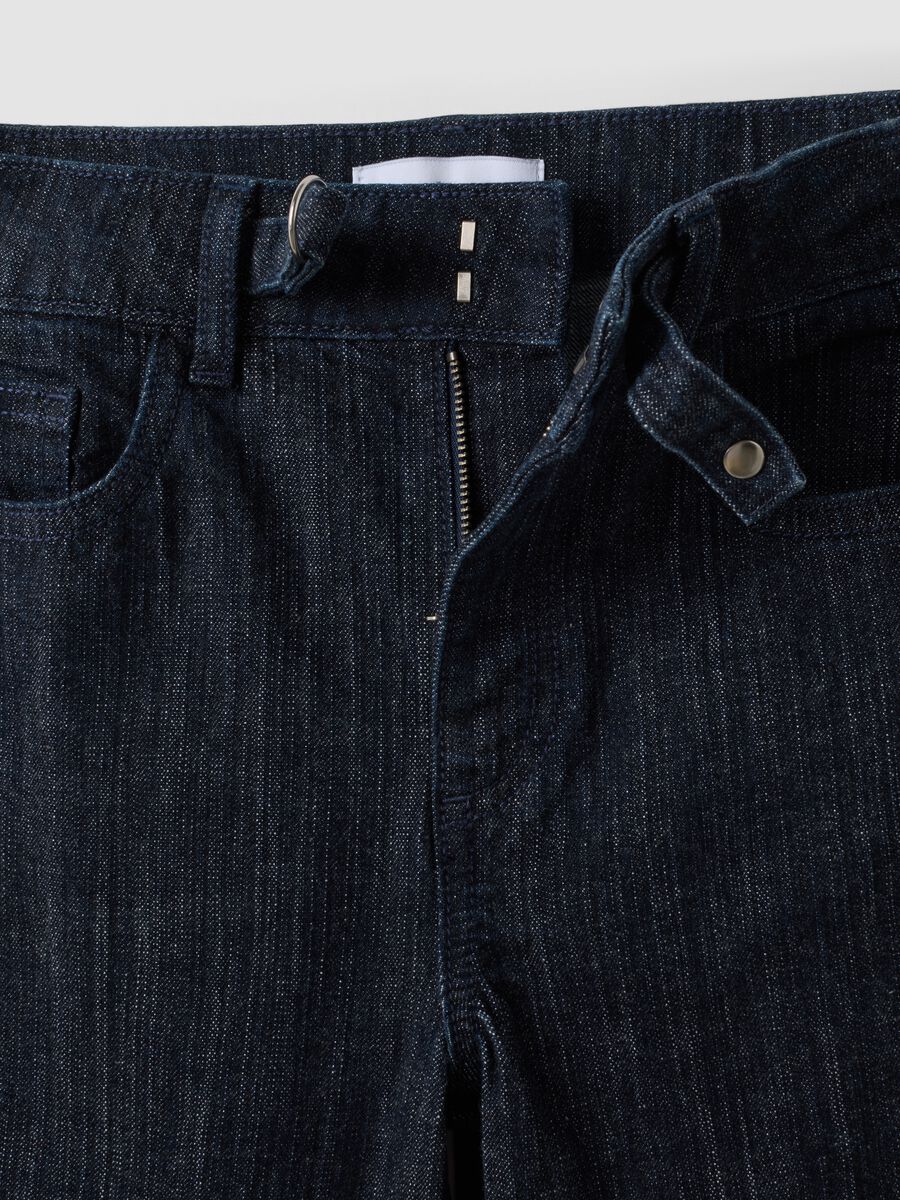 Jeans denim blu bootcut in cotone elasticizzato_6