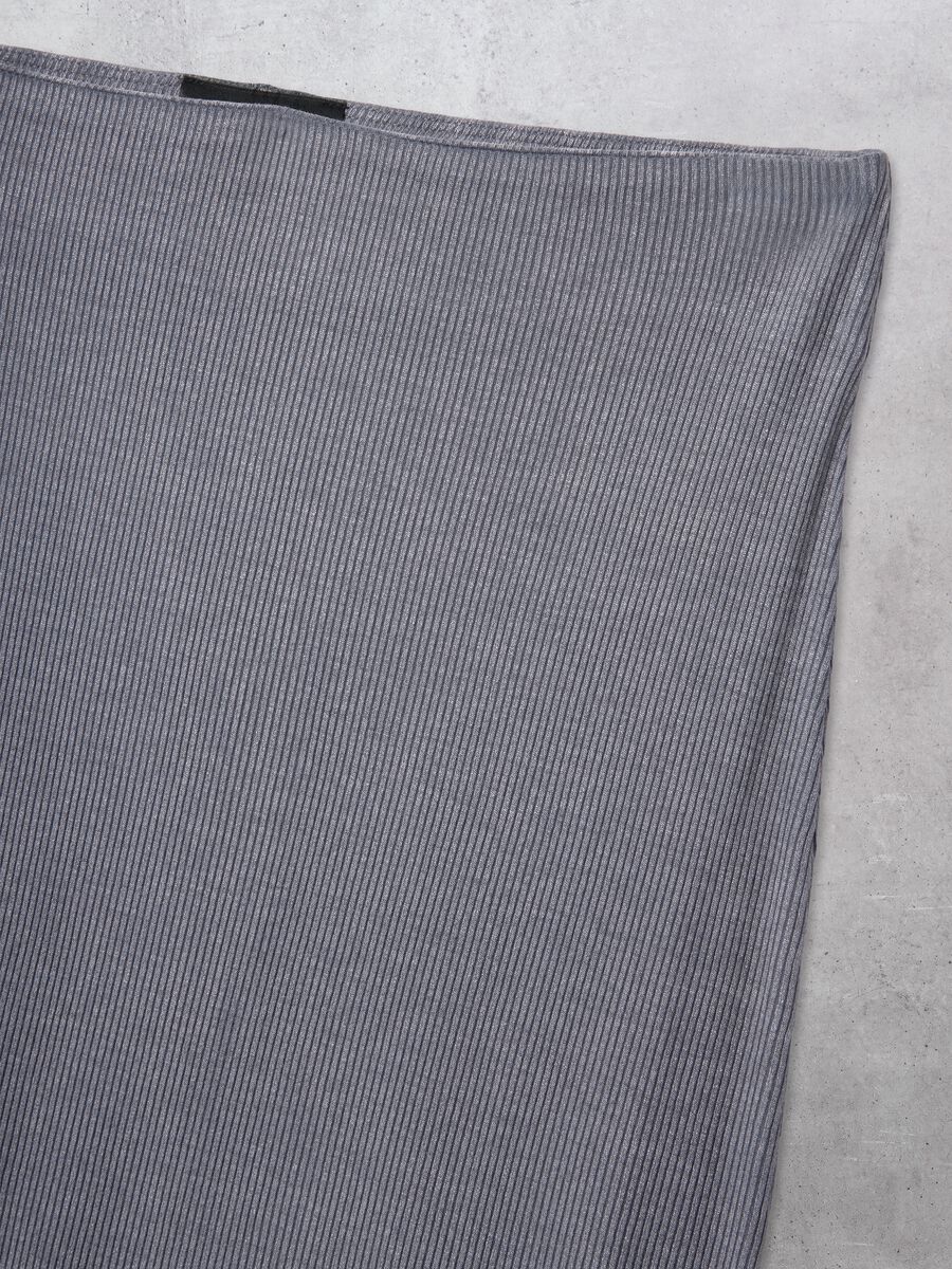 Vintage Grey Ribbed Long Skirt_6