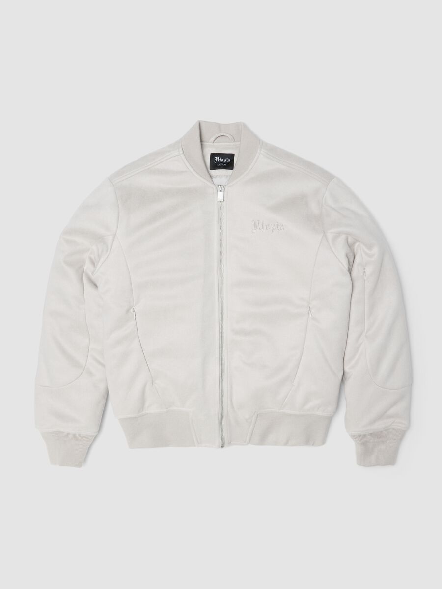 Faux Suede Bomber Jacket &ndash; Light Beige_1