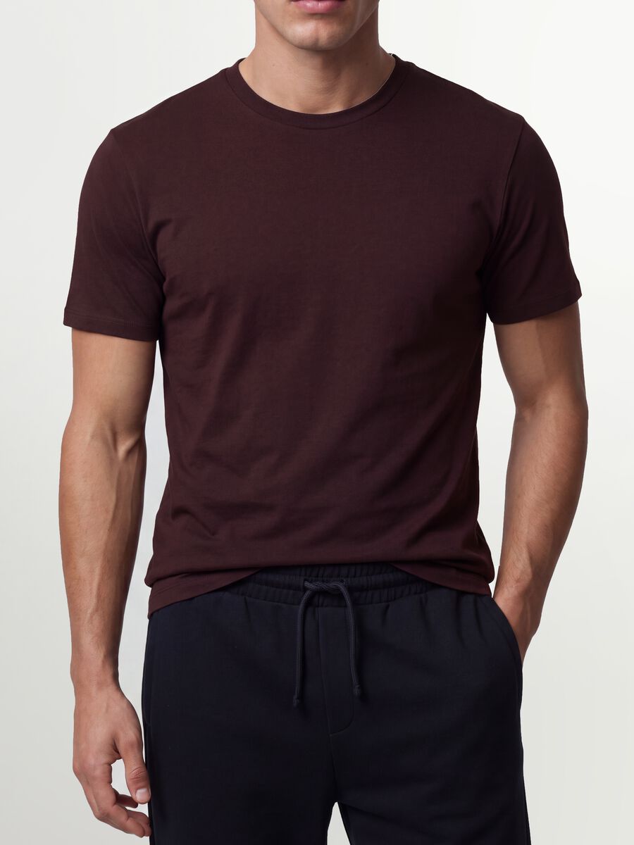 Brown organic cotton slim-fit short-sleeve T-shirt_2