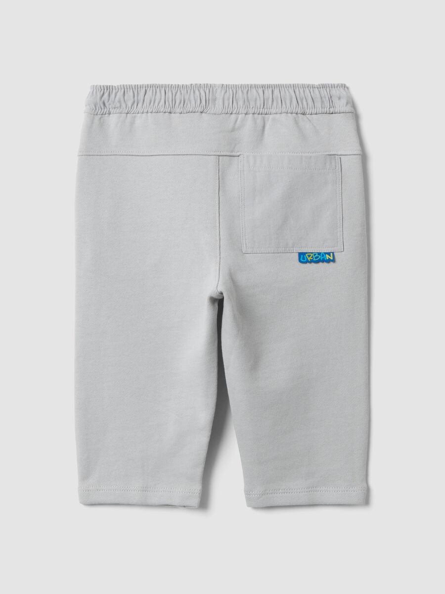 Grey oversized pure cotton jogger trousers for baby boys_1