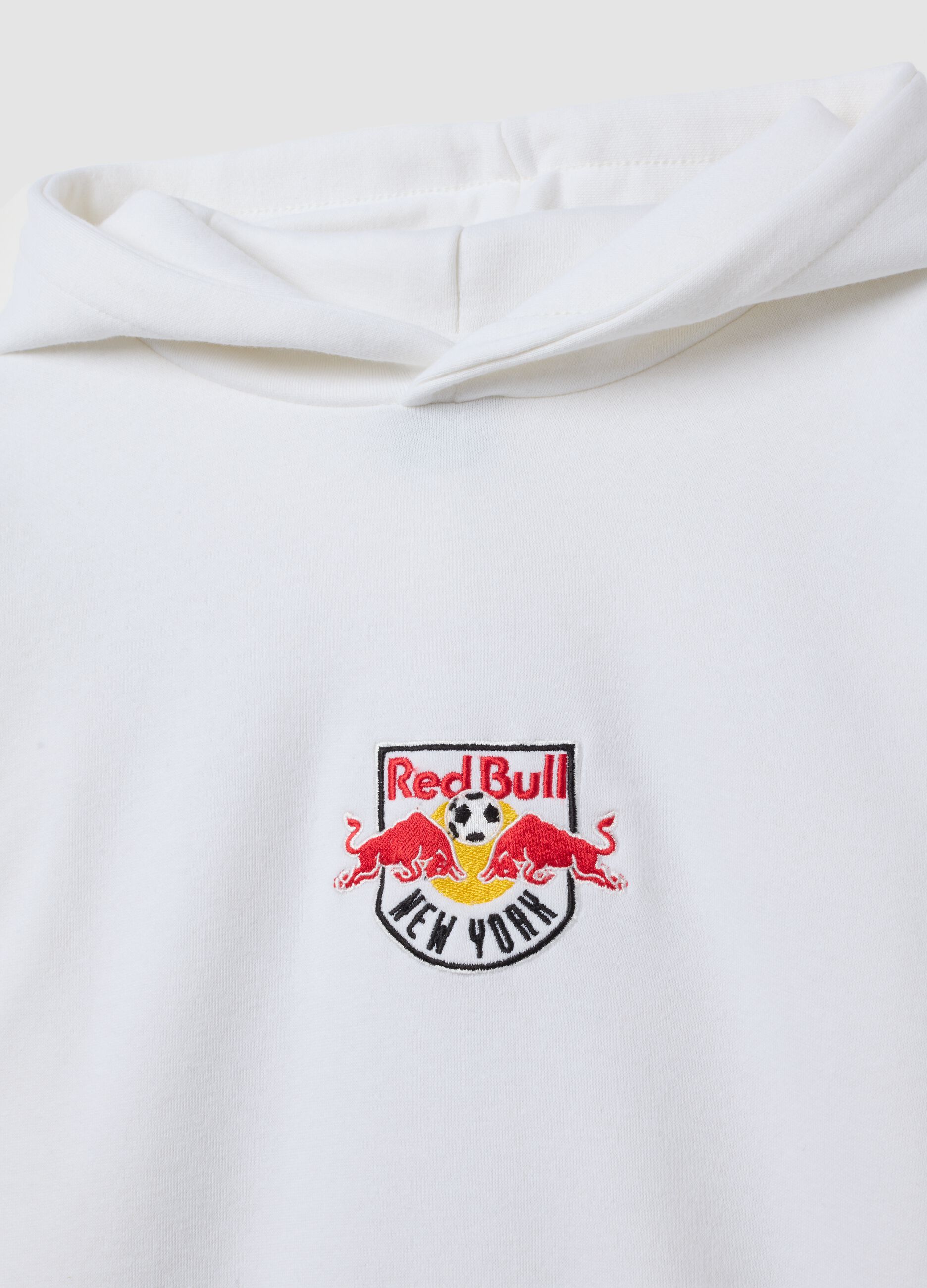 White cotton-blend hoodie with New York Red Bulls print