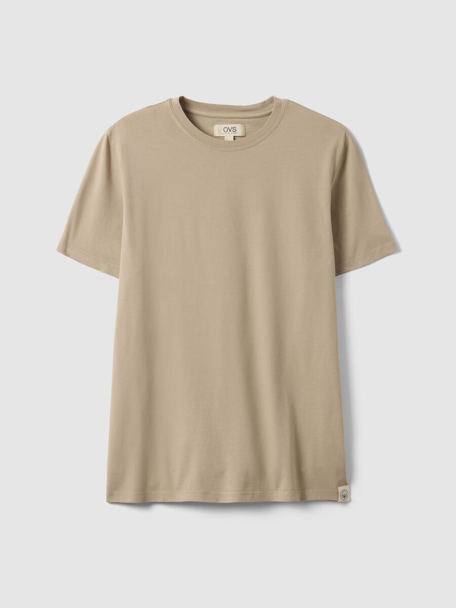 Beige short-sleeve t-shirt in pure Italian cotton_4