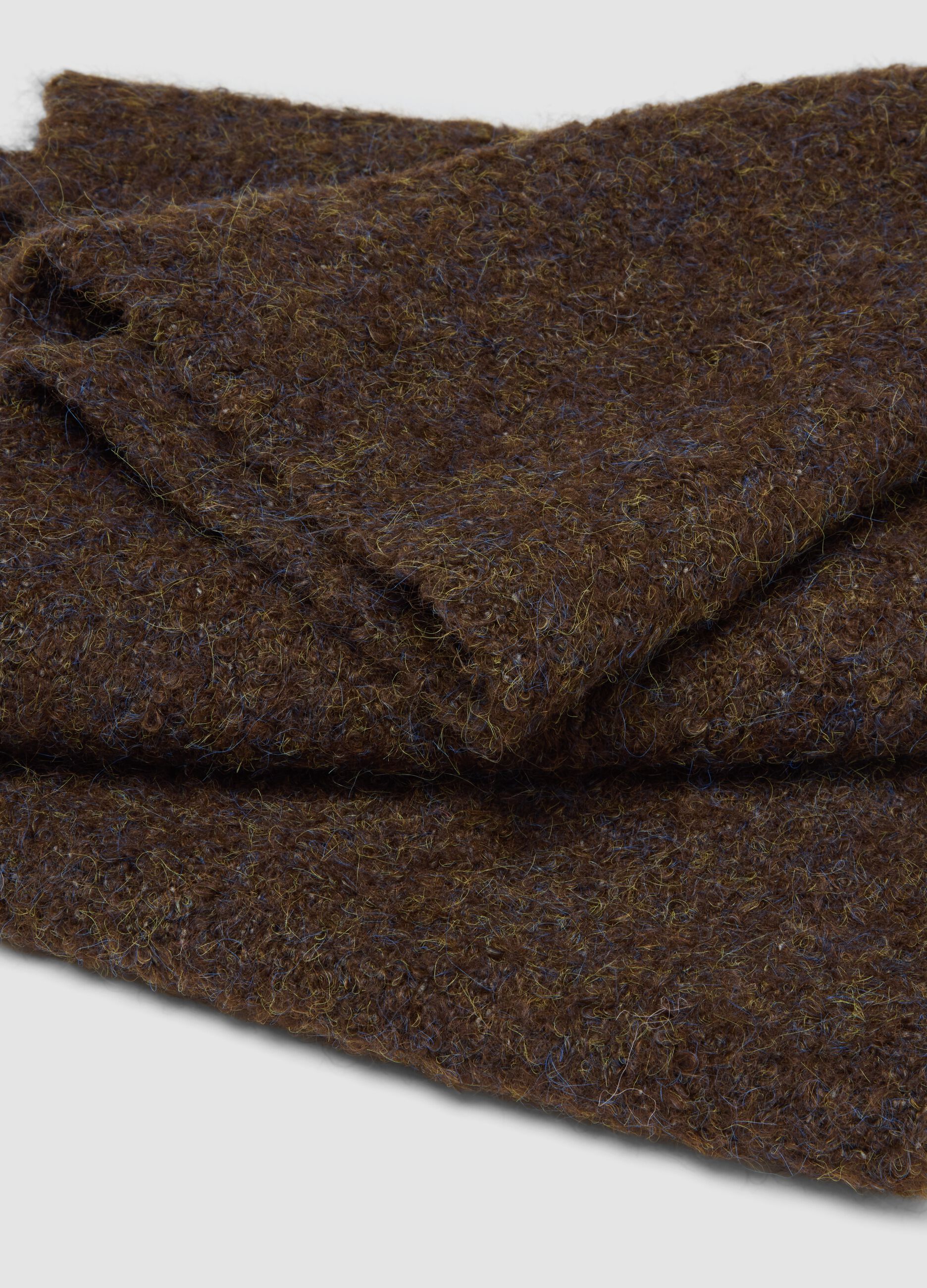 Blue and brown stretch wool scarf