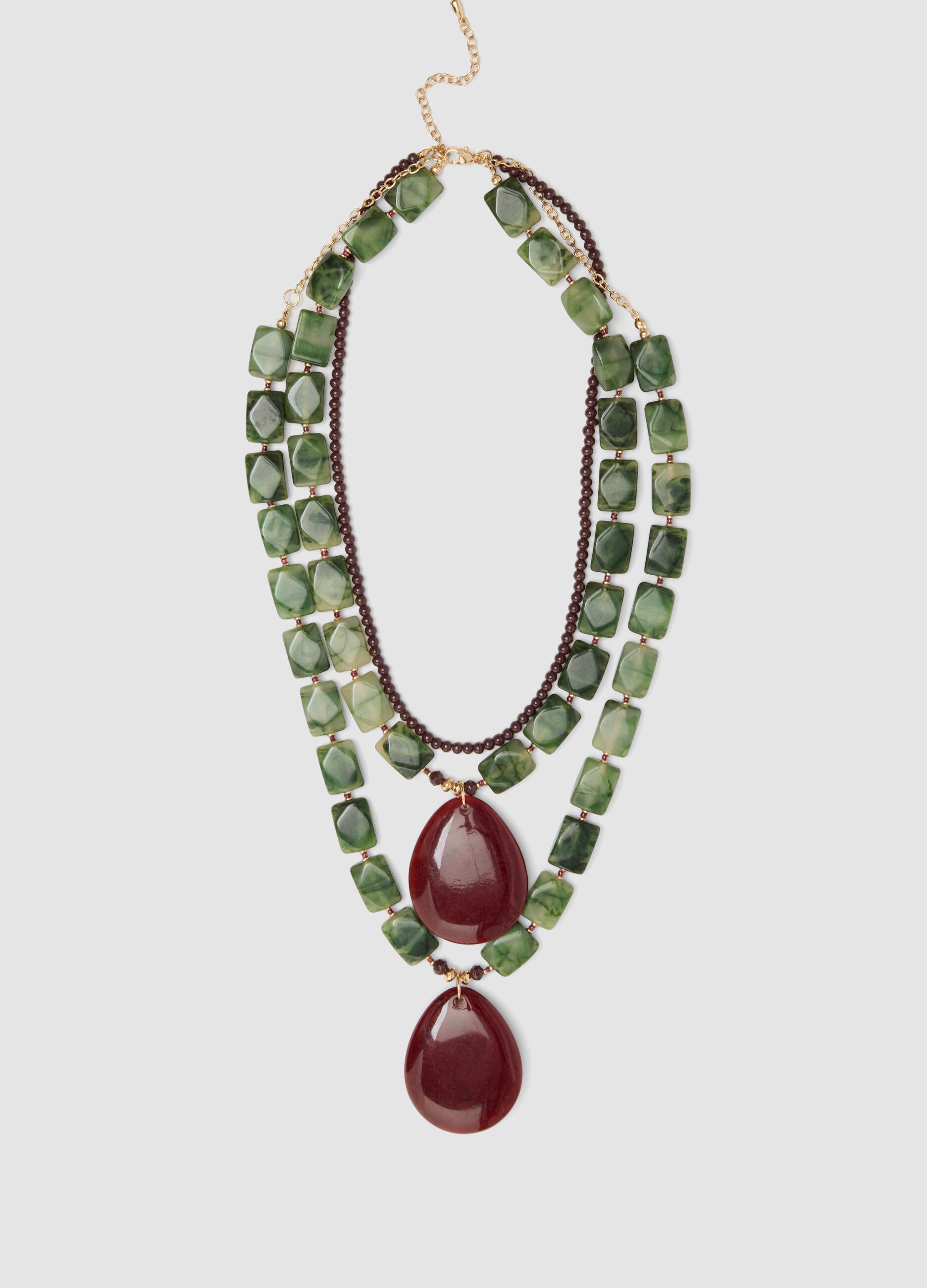 Collana verde e blu a due fili con pendenti