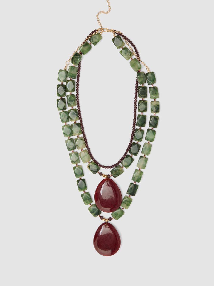 Green and blue double-strand necklace with pendants_0